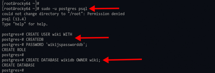 Crear una base de datos PostgreSQL y un usuario para Wiki.js