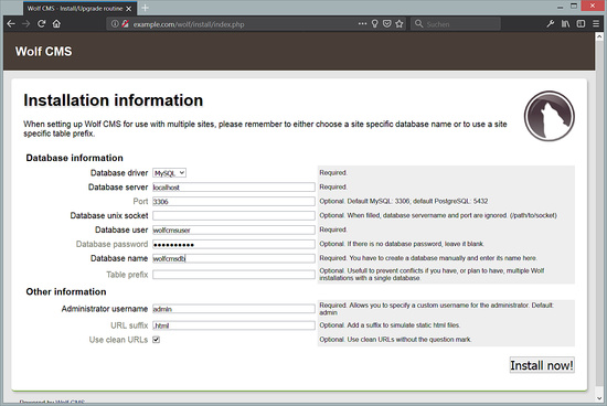 Configuración de la base de datos