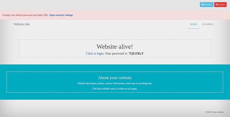 Modo de administración de WonderCMS