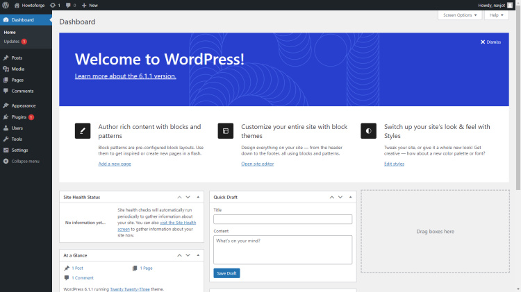 Panel de WordPress
