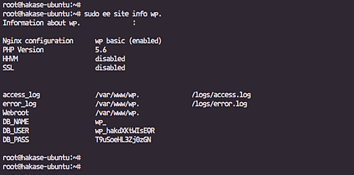 Comprueba el sitio con el comando ee