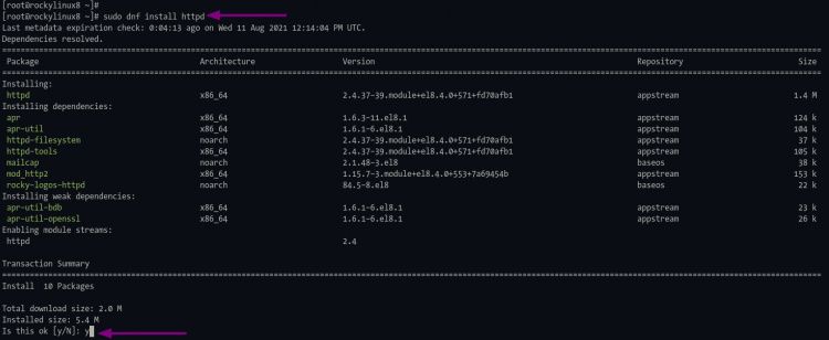 Instalar el servidor web httpd