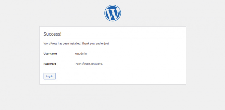 Instalación de WordPress con éxito