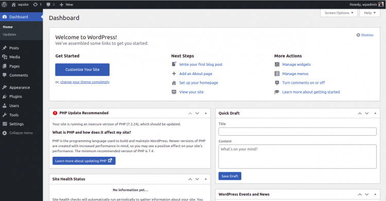 Panel de control de WordPress