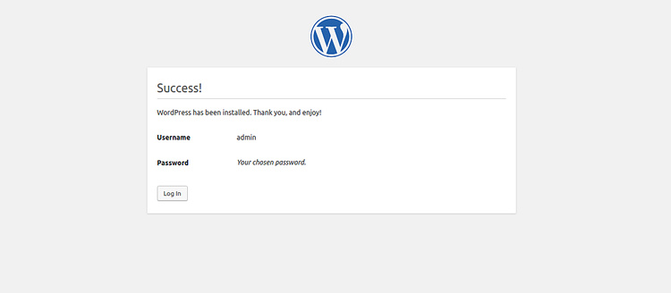WordPress se ha instalado con éxito