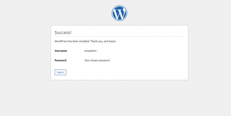 Instalación de WordPress con éxito