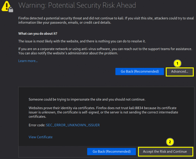 Advertencia de Nessus SSL
