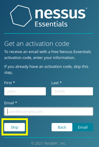 Omitir la ventana de registro del código de activación