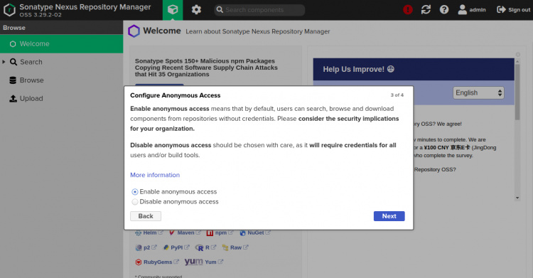 Configurar el acceso anónimo