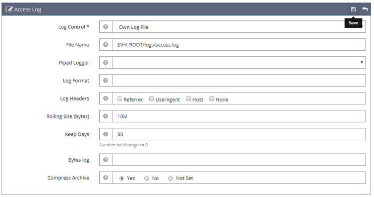 configuración del archivo access.log