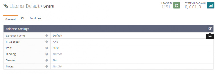 Escucha por defecto de OpenLiteSpeed