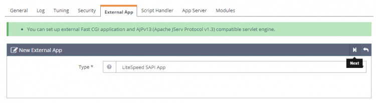 Configuración de la aplicación externa