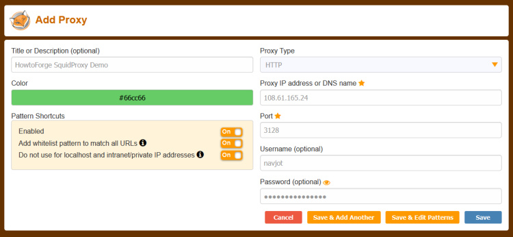 FoxyProxy Añadir URL