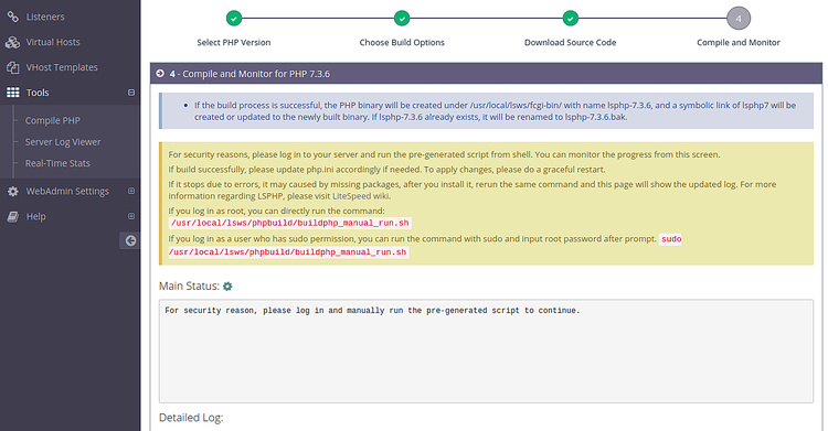 Instalar PHP en el LWS