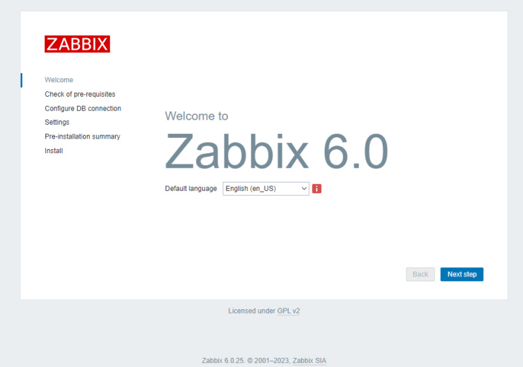 Zabbix Web Installer Inicio