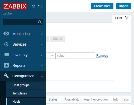 Zabbix Crear Hosts