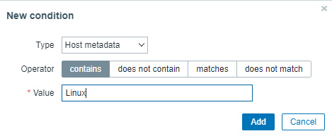 Zabbix Auto registro Condiciones
