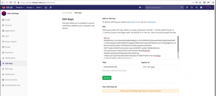 Añadir clave SSH a GitLab