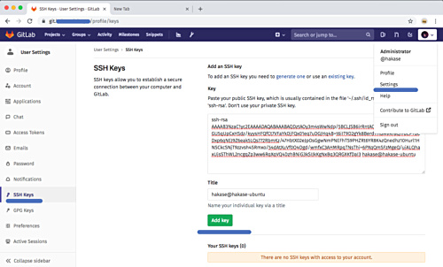 Añadir clave SSH en Gitlab