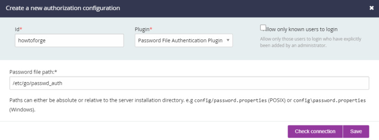 Configuración de la autorización GoCD