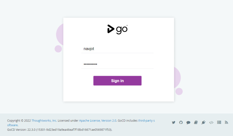 Página de inicio de sesión de GoCD