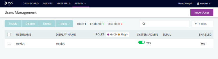 Gestión de usuarios de GoCD