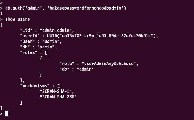 Prueba de autentificación de MongoDB
