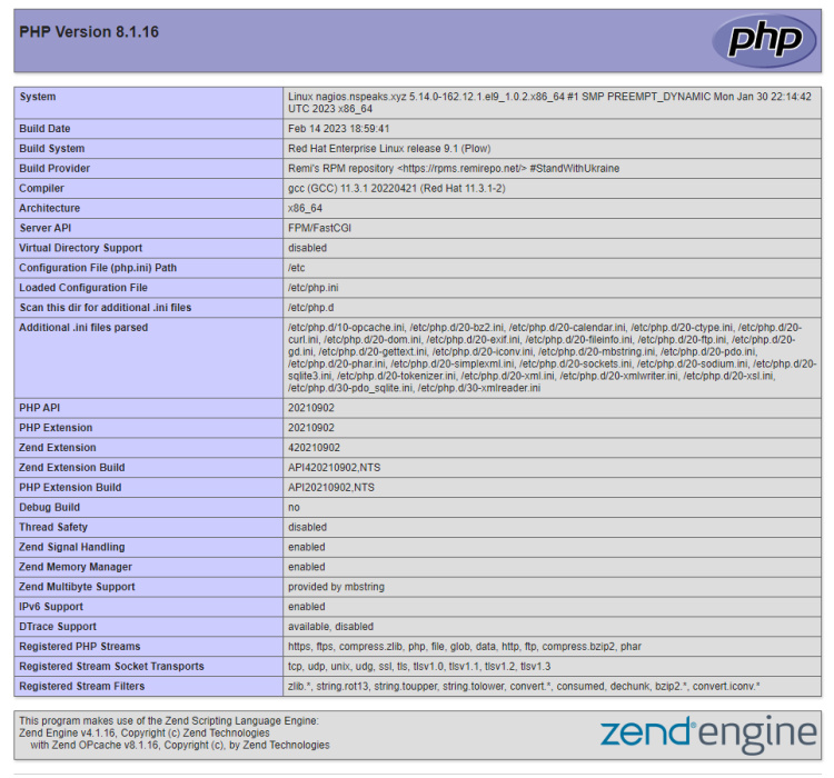 Página de información PHP