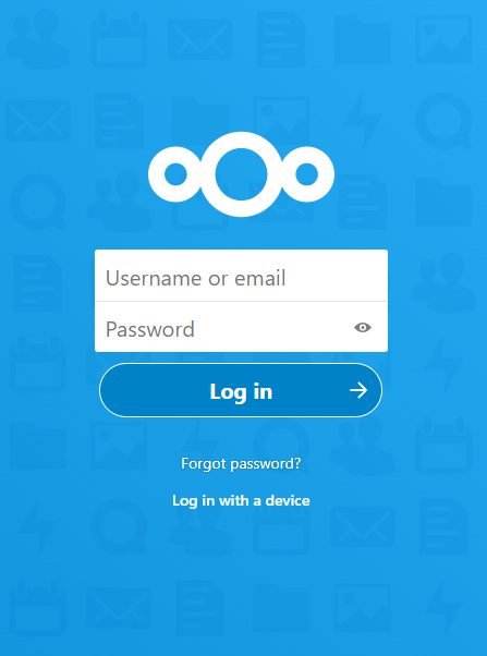 Página de inicio de sesión de Nextcloud
