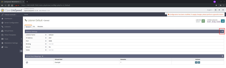 Configuración de la dirección