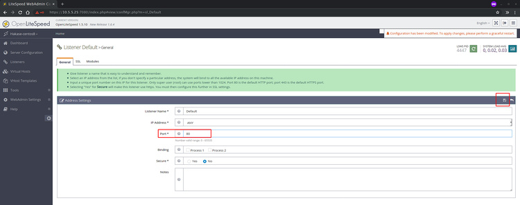 Configurar el puerto http