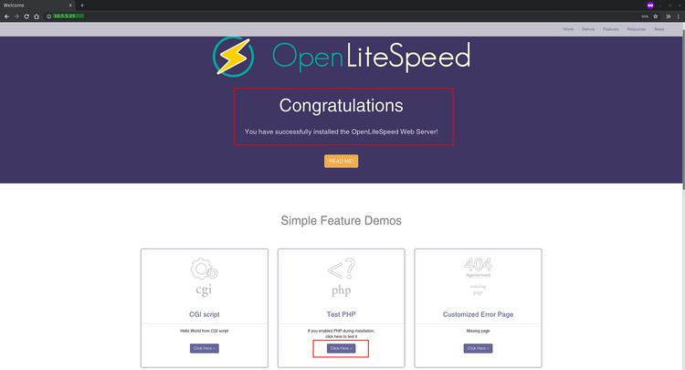 OpenLitespeed se ha instalado con éxito
