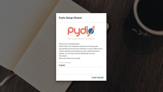 Asistente de configuración de Pydio
