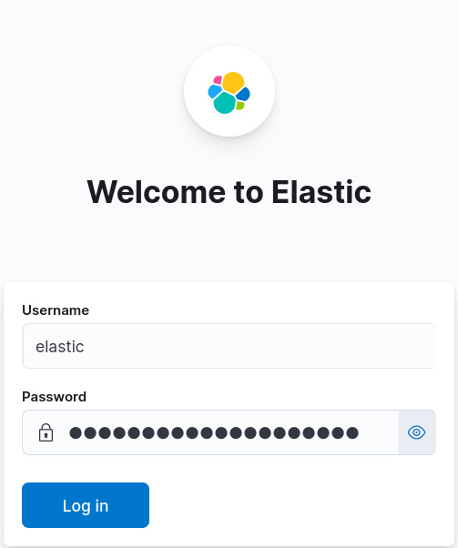 Pantalla de inicio de sesión de Elasticsearch