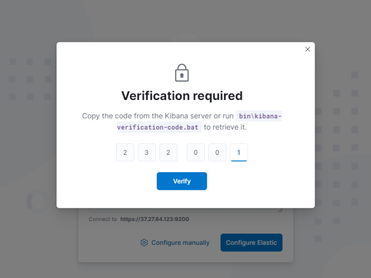 Código de verificación de Kibana