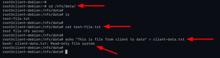 Prueba de escritura en servidor NFS de sólo lectura