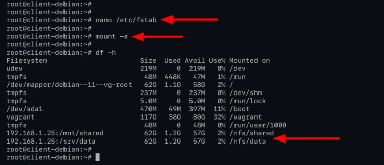 Configurar el montaje automático del servidor NFS con /etc/fstab