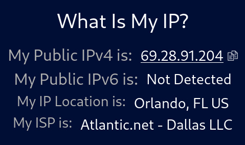 Salida de WhatisMyIP