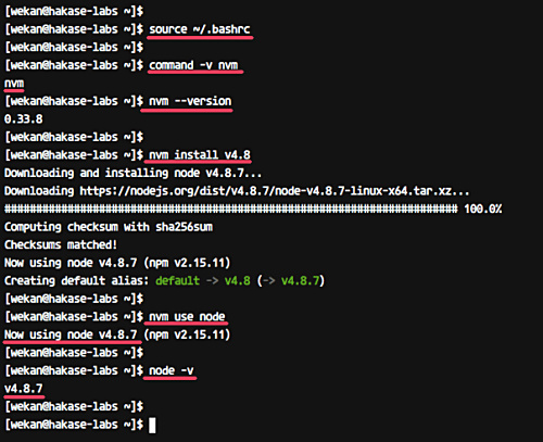 nodejs 4.8 está instalado