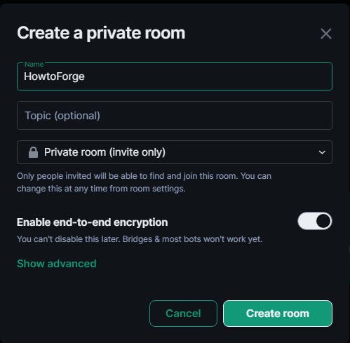 Crear una sala privada en Matrix