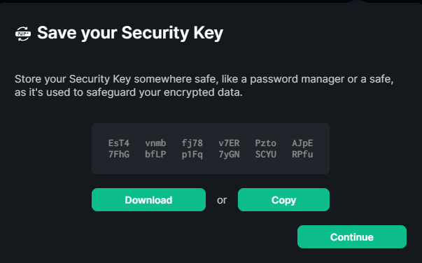 Elemento emergente de la clave de seguridad