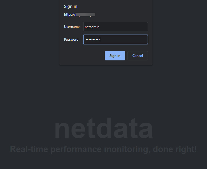 Autenticación HTTP de Netdata