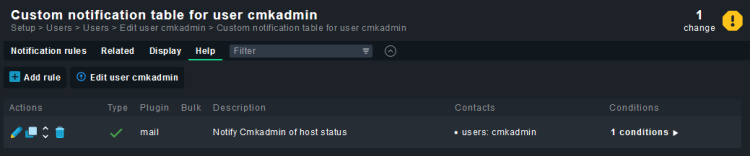 Reglas de notificación pendientes de Checkmk