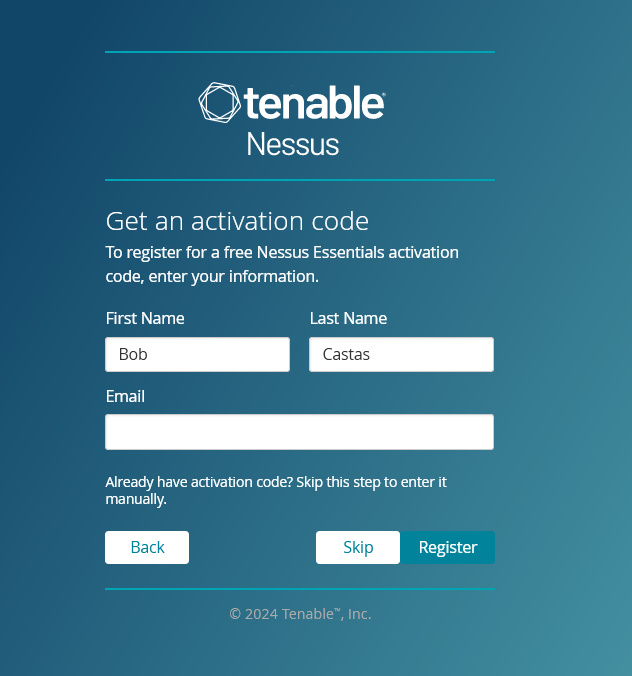 generar código de activación nessus