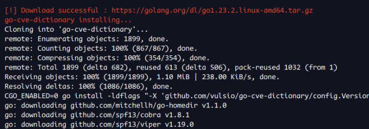 instalar y comilar go-cve-diccionario