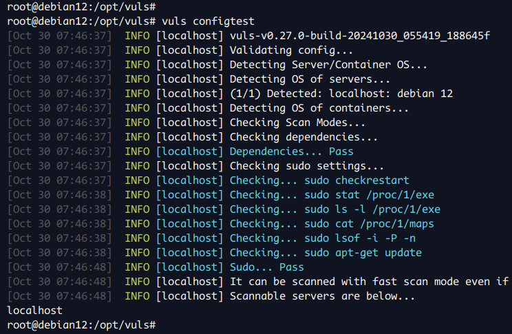 comprobar configuración