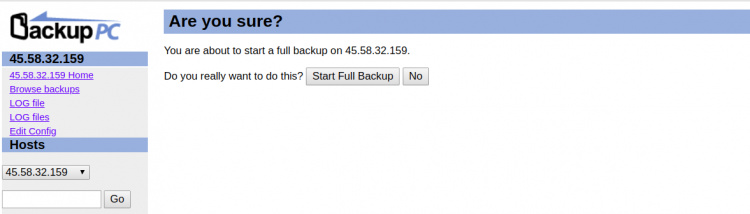 Empieza a hacer una copia de seguridad del PC cliente