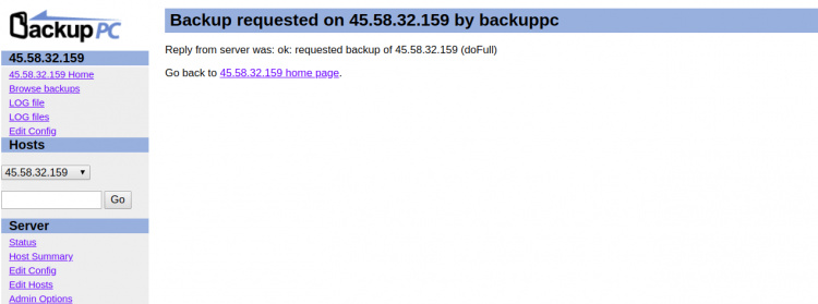 copia de seguridad iniciada