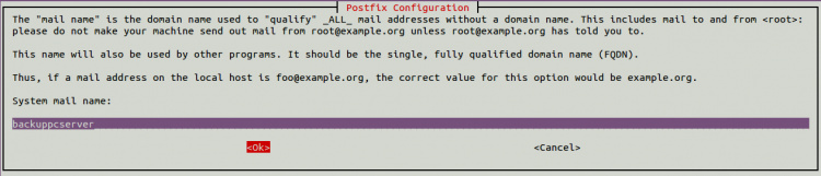 Nombre del correo del sistema