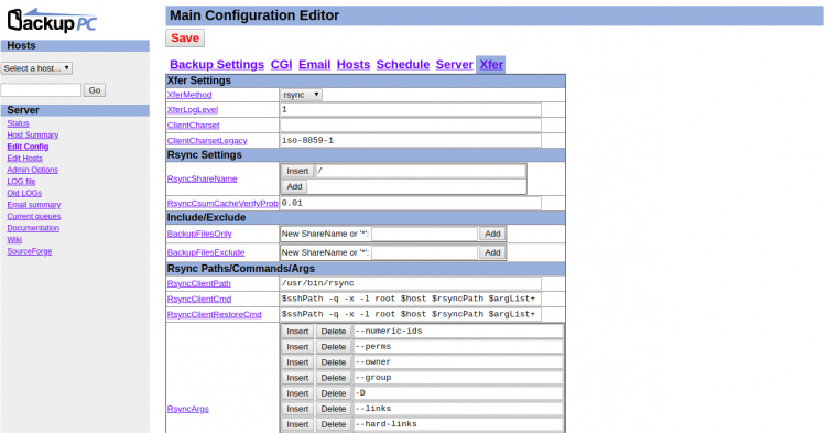 Configuración de la transferencia de datos